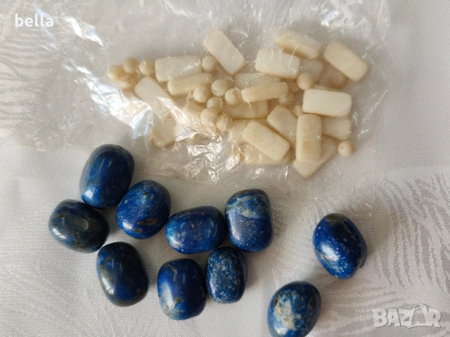 Комплект Естествени Камъни за Бижута: Лапис Лазули и Седеф 