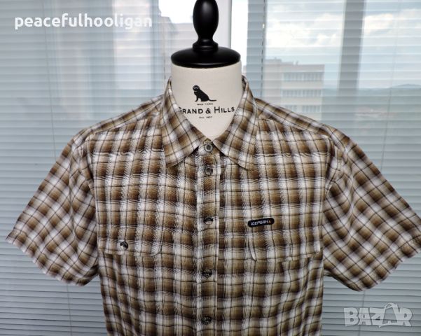 Icepeak  - мъжка карирана риза  с къс ръкав за планина и туризъм размер XL , снимка 2 - Ризи - 45269969