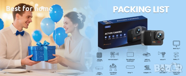 4K 60FPS 48MP WiFi екшън камера с тъчскрийн Go10, снимка 10 - Камери - 52901788