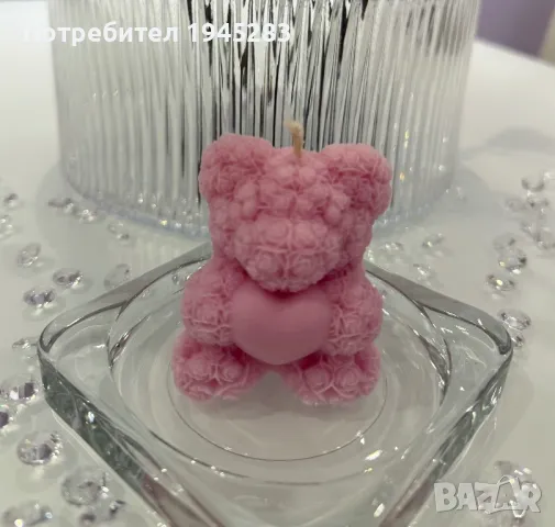 Ръчно Изработена Свещ “Rose Bear” , снимка 1 - Декорация за дома - 49171984