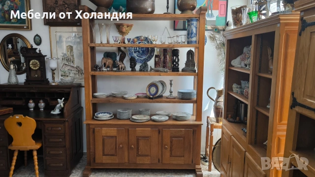 Масивен дъбов шкаф-етажерка