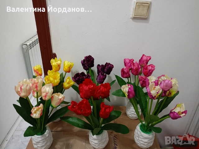 декорация с изкуствени цветя в керамична кашпа , снимка 4 - Декорация за дома - 52905757