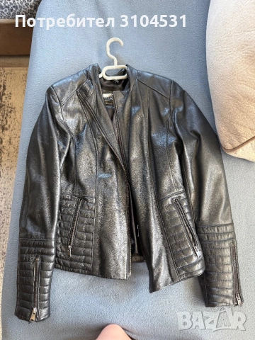 Черно дамско кожено яке от естествена агнешка кожа