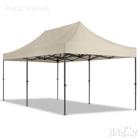 Луксозна градинска шатра KraftWorld 3×6 м – премиум бежово платнище, сгъваема конструкция, снимка 4 - Градински мебели, декорация  - 51465136