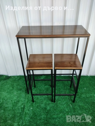 Маси и столове за хранене от дърво масив и метал цялостно заварен за дом градина бар ресторант , снимка 4 - Маси - 53002078