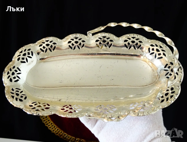 Посребрена бонбониера,кошничка Art Nouveau. , снимка 2 - Антикварни и старинни предмети - 53394956