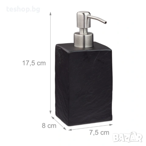 Дозатор за сапун с вид на камък, правоъгълен, черен Relaxdays лукс колекция, снимка 3 - Други - 53652248