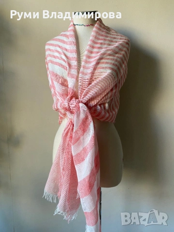 Шал с лен и памук/ различни видове, снимка 3 - Шалове - 54245139