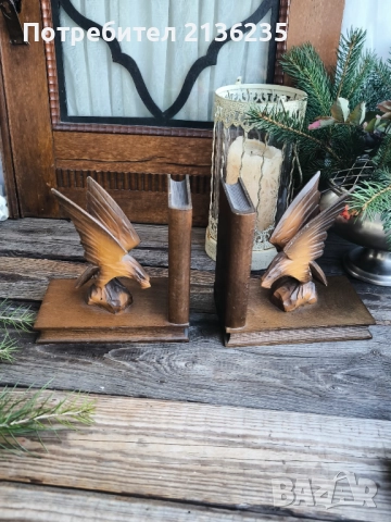 Дървени стопери за книги Орли, снимка 2 - Антикварни и старинни предмети - 52817506