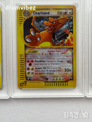 4 Pokemon Rare Cards:Gyarados,Charizard,Shining Mewtwo & Shining Gyarados, снимка 3 - Колекции - 53903871