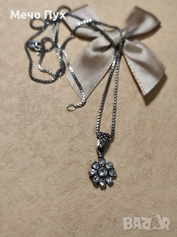 Сребърно колие с висулка Цвете (389), снимка 3 - Колиета, медальони, синджири - 52714799