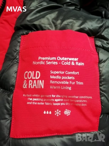 Bershka - 55% Дамско зимно червено яке S размер, снимка 6 - Якета - 51858109