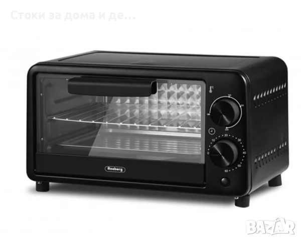 ✨Мини фурна Rosberg R51441C, 800W, 9л. до 230°C, Черна , снимка 1 - Печки, фурни - 46738811