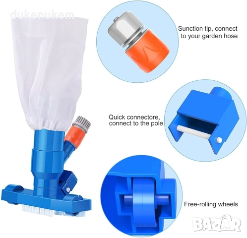 Прахосмукачка за басейн, с четка и 5 подвижни алуминиеви пръта, 180 см, снимка 4 - Басейни и аксесоари - 52233665