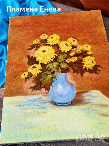 Два авторски натюрморта с маслени бои върху платно , снимка 10 - Картини - 53627463