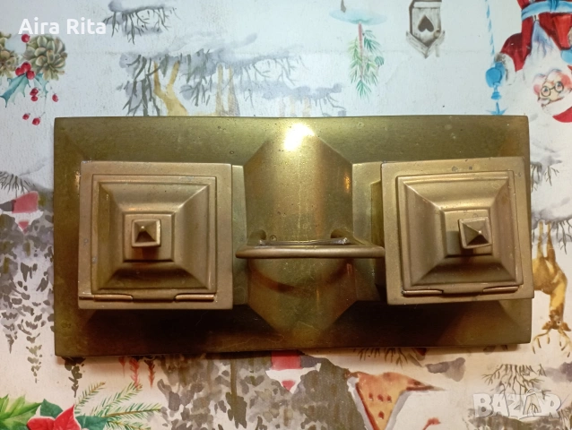 стара месингова мастилница., снимка 4 - Антикварни и старинни предмети - 53724227