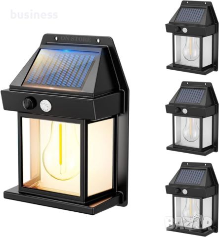 Декоративна соларна лампа с крушка. SOLAR INTERACTION WALL LAMP BK-888, 17 х 12 х 6 см, снимка 5 - Лампи за стена - 45162790