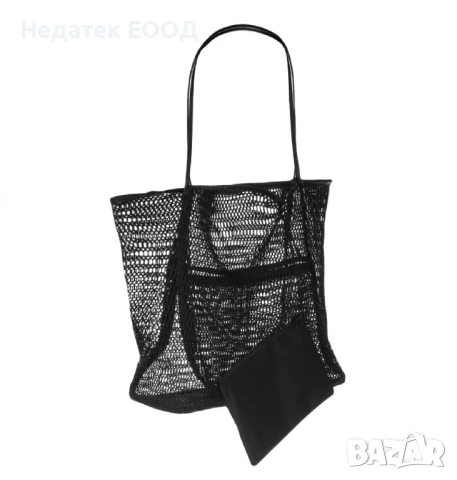 Плажна мрежеста чанта, Черен, 50x17x34см.