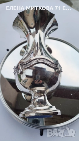 Масивна посребрена ваза с красива форма и орнаменти, снимка 5 - Вази - 52619215