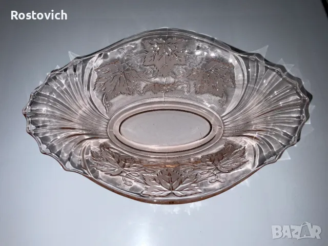 Купа за бонбони, плодови “Ankerglas Bernsdorf, Art Deco, 1938 г., Германия., снимка 4 - Вази - 47844869