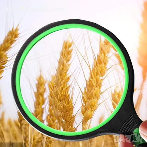 Професионална голяма стъклена увеличителна ръчна лупа 10X увеличение с дръжка за четене книги деца, снимка 7 - Други инструменти - 50920912