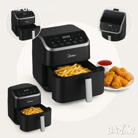 Midea Air Fryer MAD55000ADK - 5L въздушен фритюрник за здравословно и бързо готвене, снимка 3 - Фритюрници - 53143792