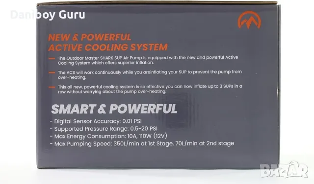Суб борд  OutdoorMaster 20PSI SUP въздушна помпа с високо налягане Shark двустепенно , снимка 10 - Друга електроника - 49856991