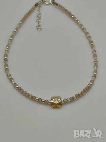 Гривна за глезен, Сваровски/Swarovski, 925 сребро, снимка 7 - Гривни - 50313036