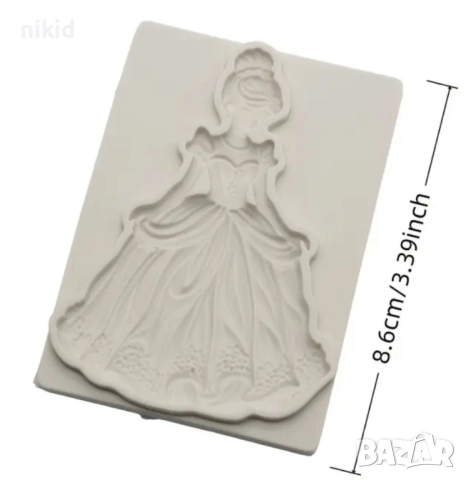 Момиче принцеса Белл Пепеляшка силиконов молд форма фондан декор, снимка 2 - Форми - 52160596