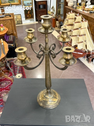 Бронзов свещник с пет звена. №7890, снимка 8 - Колекции - 53629304