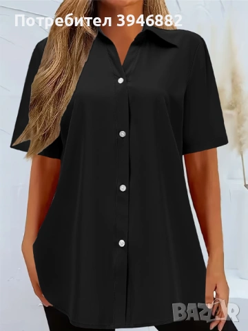 Нова дамска черна риза 3 XL, снимка 2 - Ризи - 53928944