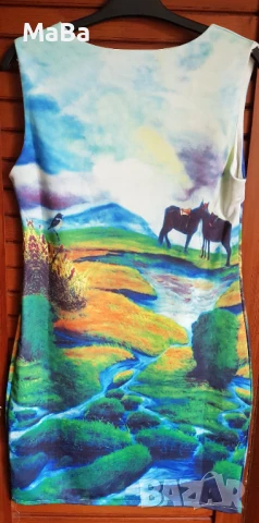 Английска къса ЕКСТРАВАГАНТНА РОКЛЯ, пастелен принт, снимка 3 - Рокли - 50780982