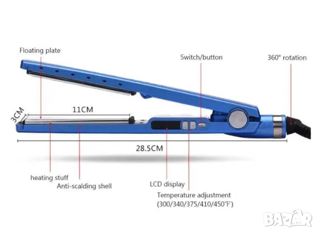 Комплект преса за изправяне, маша за къдрене и гребен за коса 3 в 1, снимка 3 - Преси за коса - 52212745