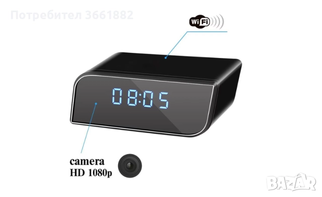 Часовник iUni Plus, С шпионска камера, снимка 5 - Друга електроника - 52434326