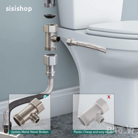 Приставка биде за максимална хигиена: Смесител за топла и студена вода и двойно пръскане 4285, снимка 6 - Други стоки за дома - 53978118