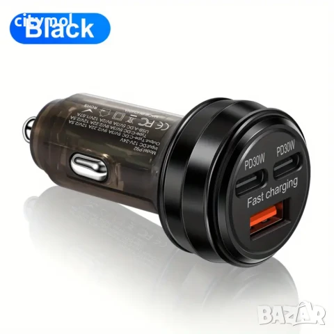 Зарядно за кола 80W, 2XUSB-C PD / USB-A QC 3.0