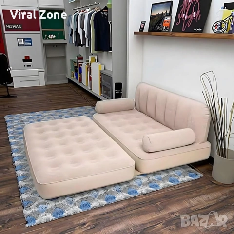 Двоен надуваем матрак с разтегателен диван за спане, снимка 6 - Дивани и мека мебел - 53080783