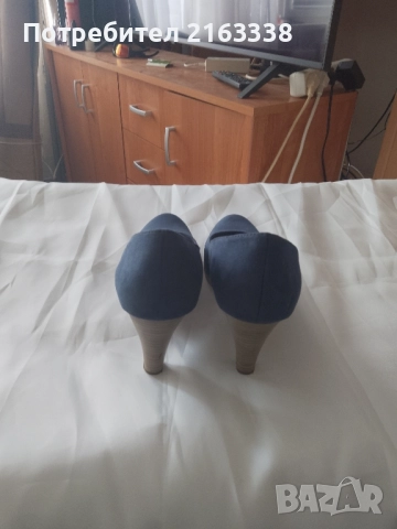Сини обувки на MARCO TOZZI , велур,, снимка 4 - Дамски обувки на ток - 52029882