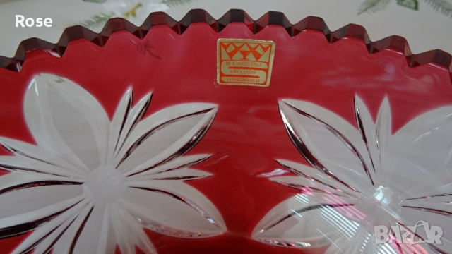 Кристална червена фруктиера/купа BLEIKRISTALL Exclusiv Handarbeit Germany., снимка 7 - Аксесоари за кухня - 51503314