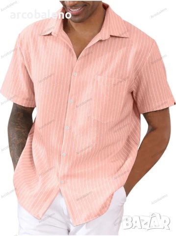 Нова мъжка раирана риза с къс ръкав, 7цвята , снимка 8 - Ризи - 46448084