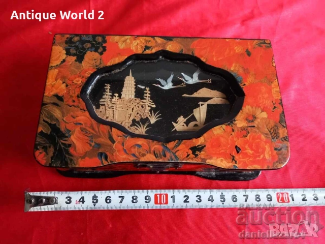 Стара Китайска Кутия За Бижута с Диорама , Пагода ,Корк, снимка 6 - Антикварни и старинни предмети - 53201078