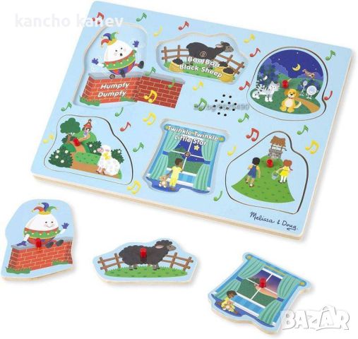 продавам Melissa & Doug - Дървен музикален пъзел - Детски песнички, снимка 2 - Музикални играчки - 46493619