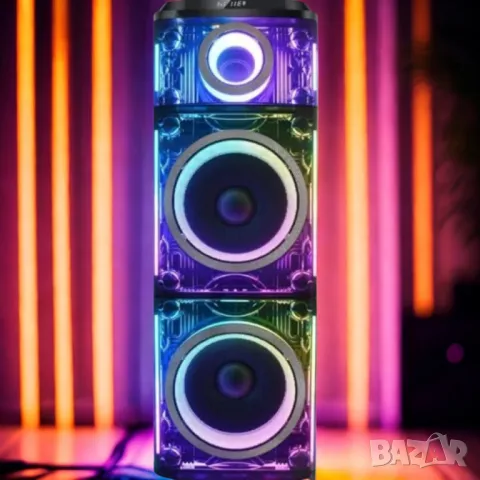 Професионална караоке тонколона Homey HM-1004-SP212 с два безжични микрофона, снимка 4 - Тонколони - 49760126