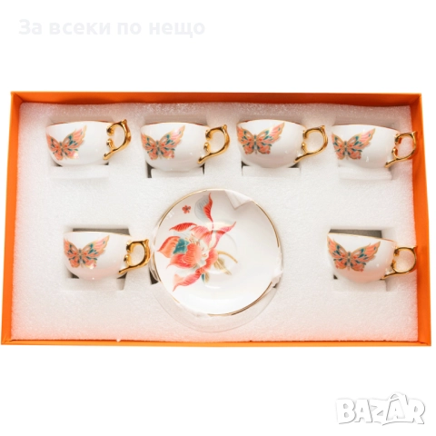 Комплект за кафе с цветен флорален мотив Код P1739, снимка 2 - Сервизи - 52980433