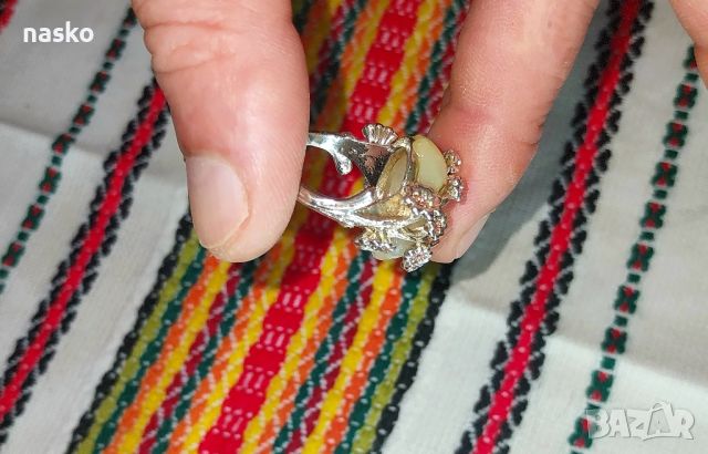 Дамски флорален пръстен, снимка 8 - Антикварни и старинни предмети - 46456562