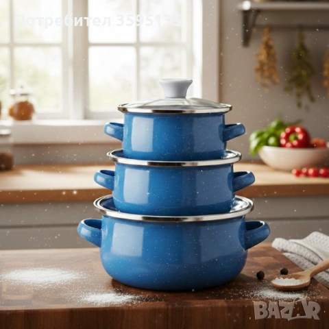  Комплект от 3 тенджери - 16см, 18см, 20см, снимка 4 - Съдове за готвене - 53364677