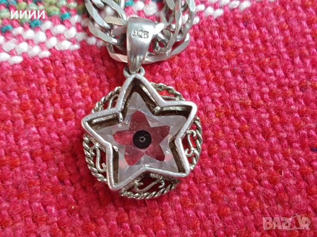 Сребърен ланец колие звезда, снимка 5 - Колиета, медальони, синджири - 53846833