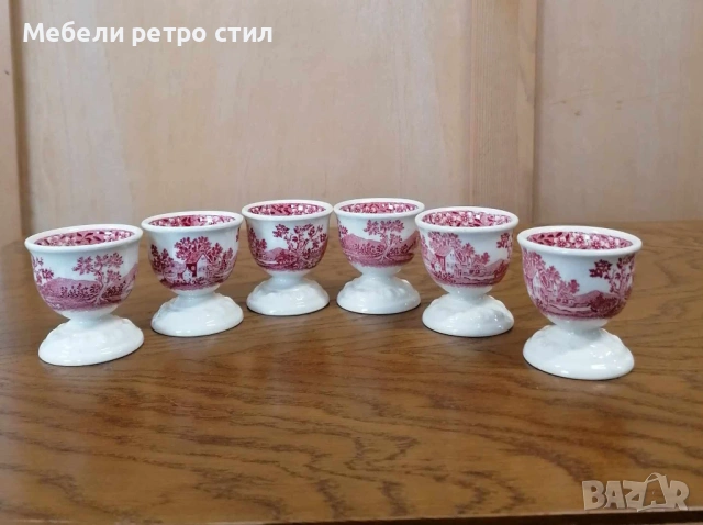 Комплект от шест броя стилни порцеланови чашки за яйца произведени от " Villeroy & Boch" , снимка 4 - Чаши - 53924225