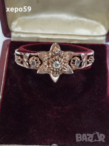 Автентична Руска златна дамска гривна с инкрустирани множество диаманти,злато 14 карата(56),19 век