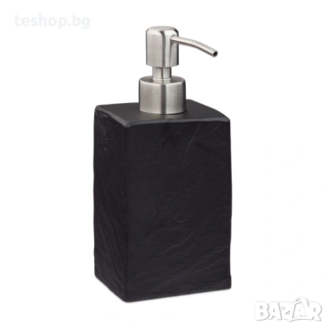 Дозатор за сапун с вид на камък, правоъгълен, черен Relaxdays лукс колекция